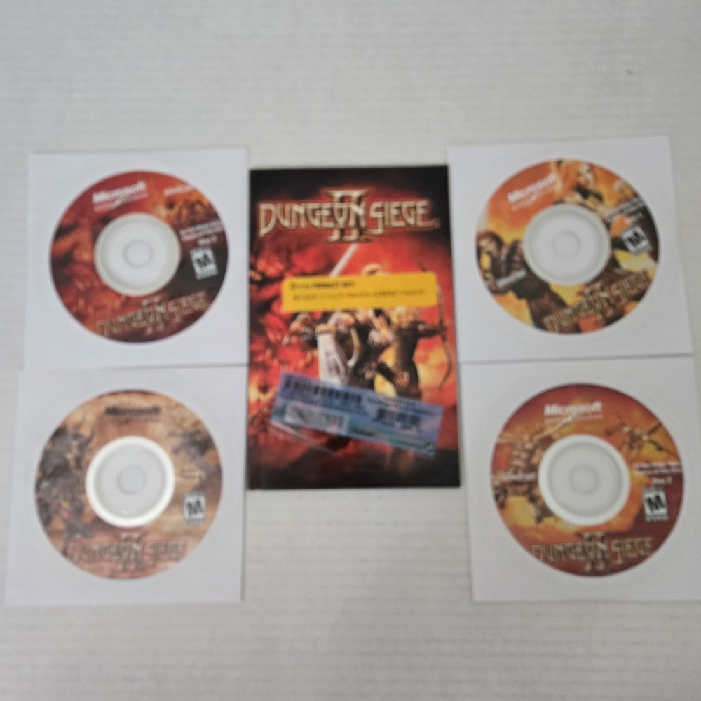 Dungeon Siege II PC CD ROM 2005 Microsoft 4 Discs Manual Product Key Vintage RPG